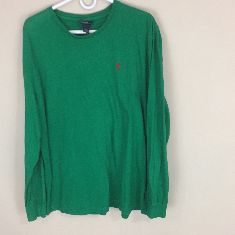 Polo Ralph Lauren Green Long Sleeve 100% Cotton  T-shirt Size Large